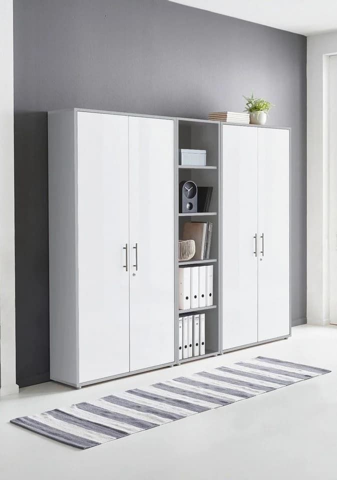 moebel-dich-auf Aktenschrank TABOR 10 Set Grau/Weiss Abschließbar