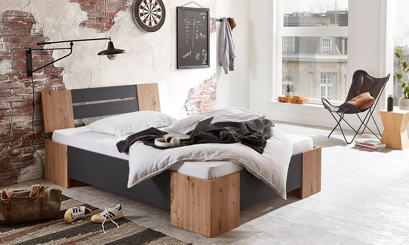 moebel-dich-auf Futonbett LINZ Artisan Eiche Nb. / anthrazit