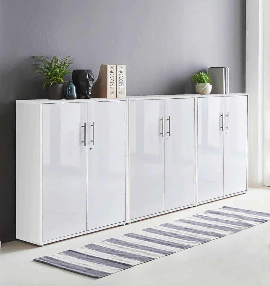 moebel-dich-auf Aktenschrank TABOR 9 Weiß Abschließbar