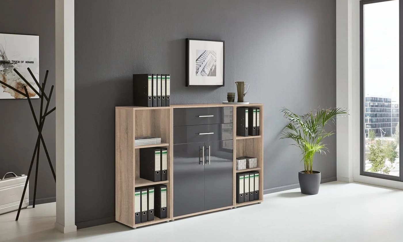 moebel-dich-auf Aktenschrank TABOR 13 Braun/Grau mit Schubladen