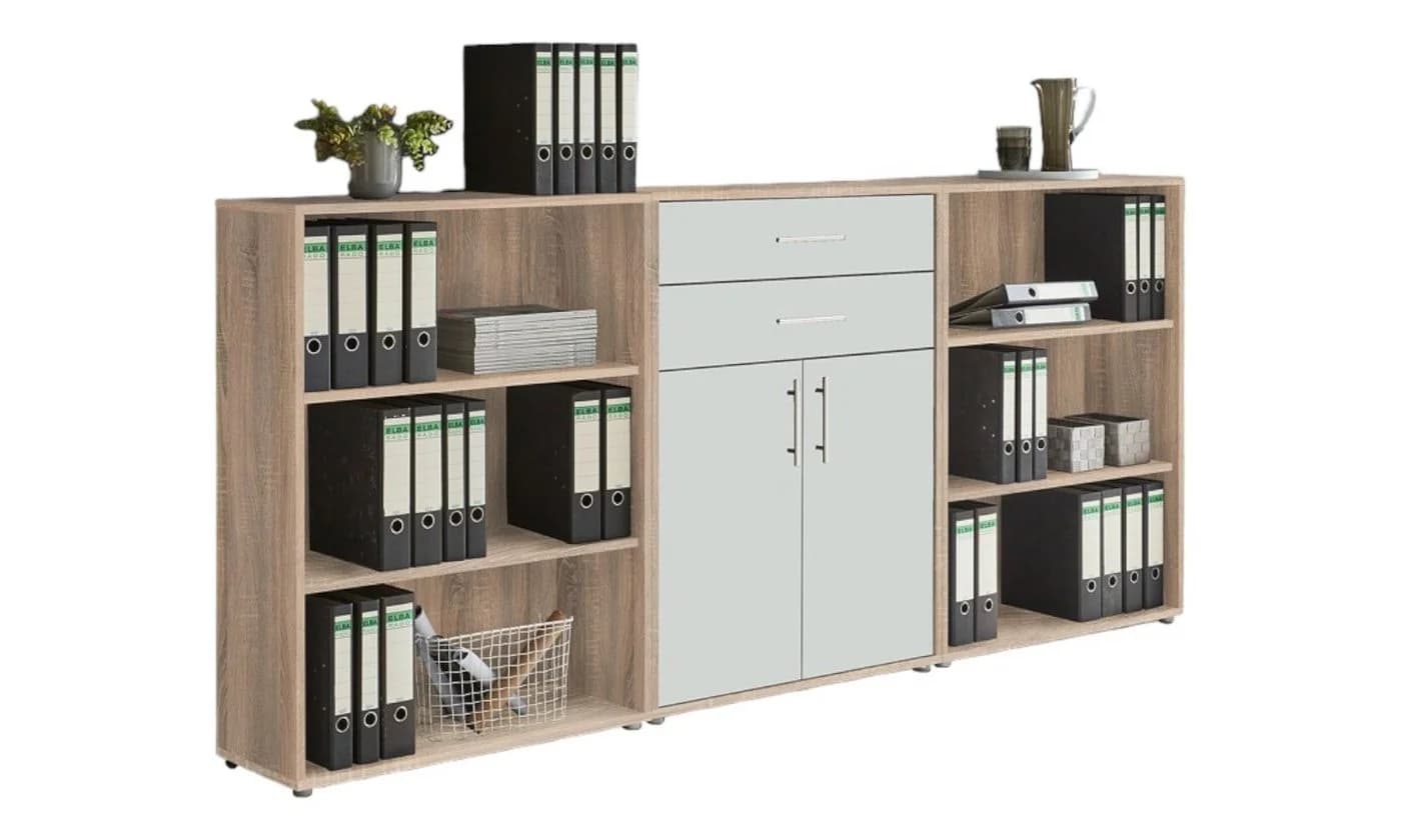 moebel-dich-auf Aktenschrank TABOR 14 Weiß/Braun mit 2 Schubkästen - Bild 2