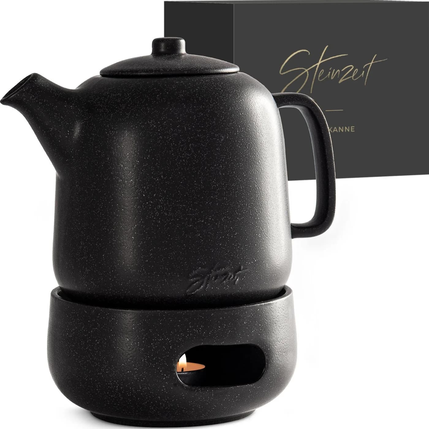 Steinzeit Teekanne 1,3L Schwarz mit Edelstahl-Siebeinsatz - Bild 2
