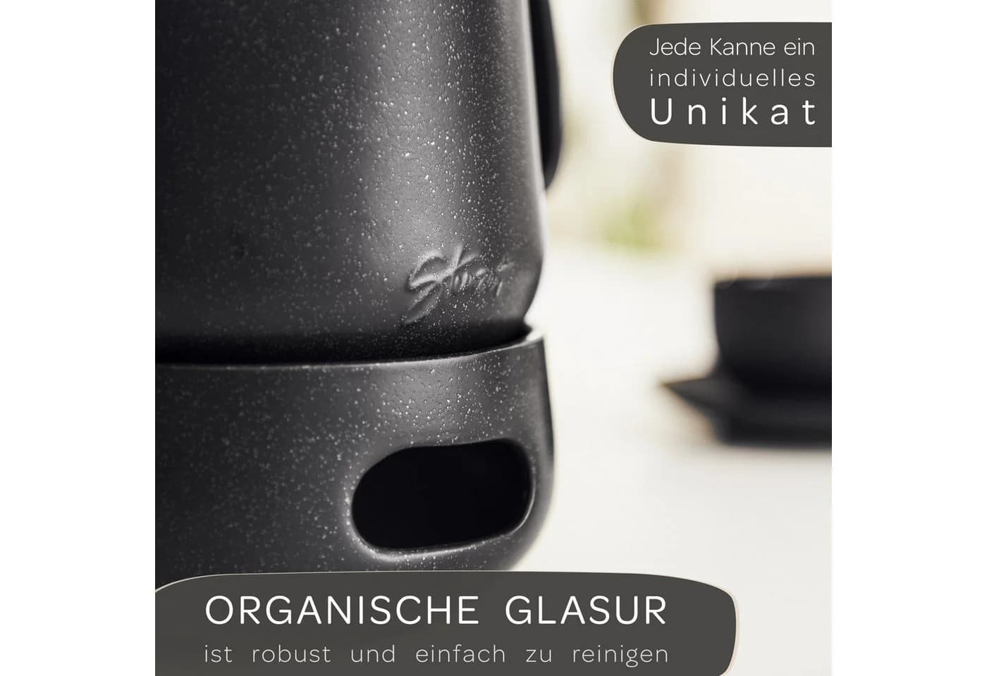Steinzeit Teekanne 1,3L Schwarz mit Edelstahl-Siebeinsatz - Bild 5