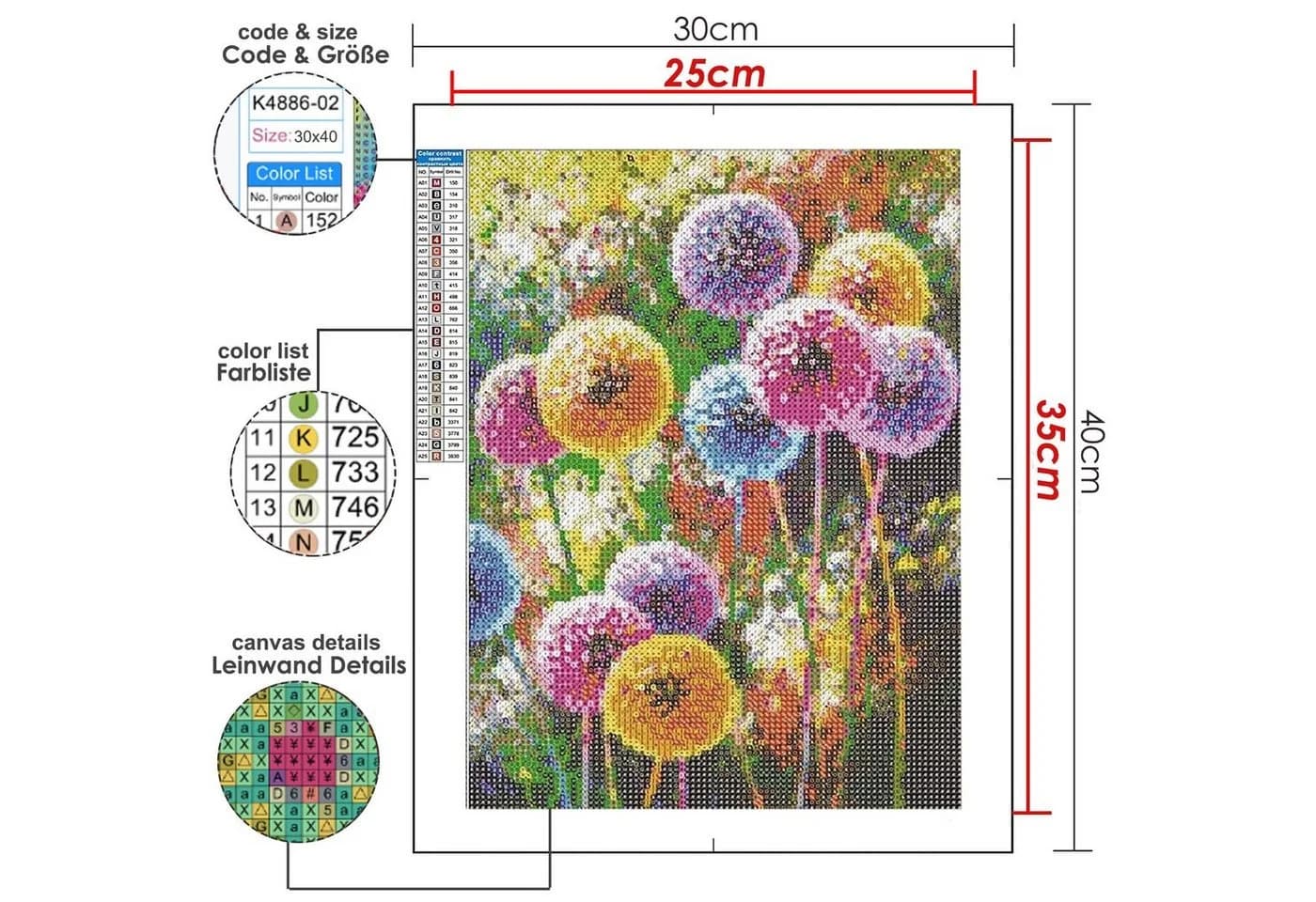 GOLDEN Kreativset Diamond Painting Zubehör Weihnachten Puschblumen Bunt