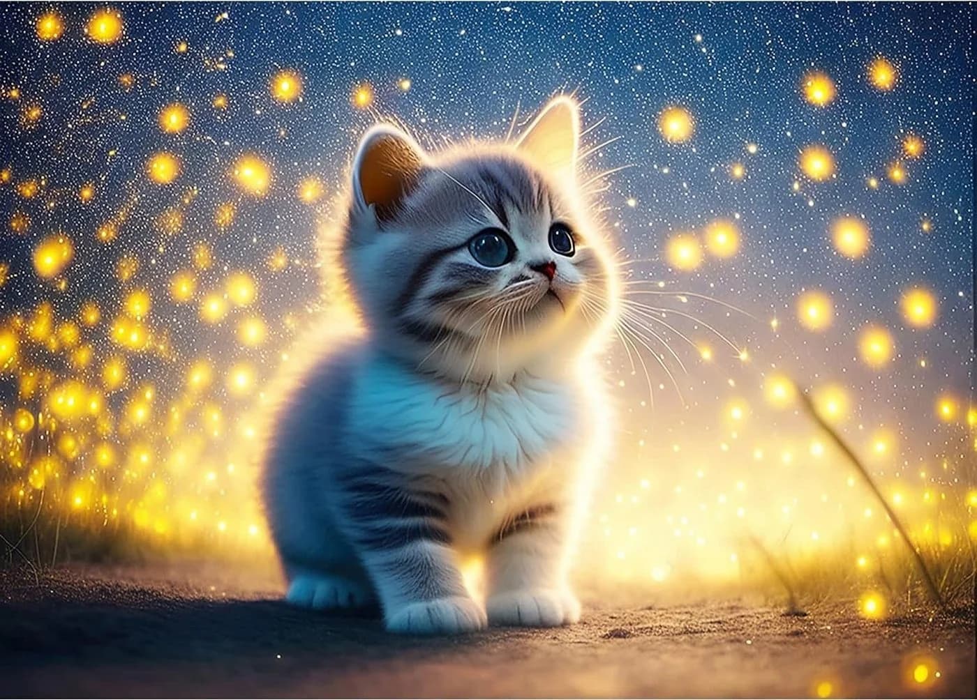 GOLDEN Kreativset Diamond Painting Zubehör Weihnachten Katze unter Licht - Bild 2