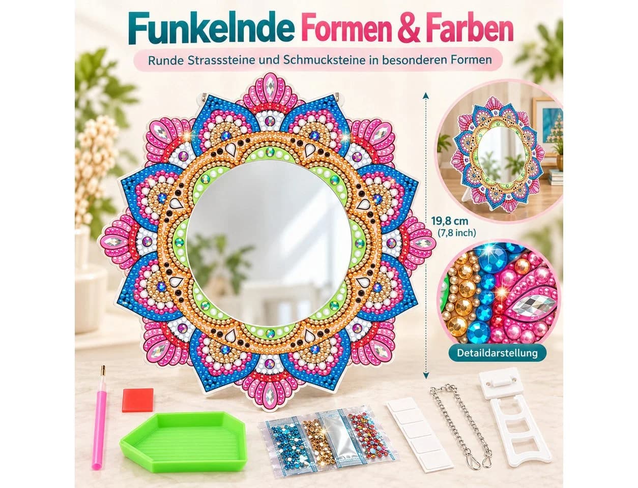 GOLDEN Kreativset Diamond Painting Spiegel Mandala mit Standfuß - Bild 5
