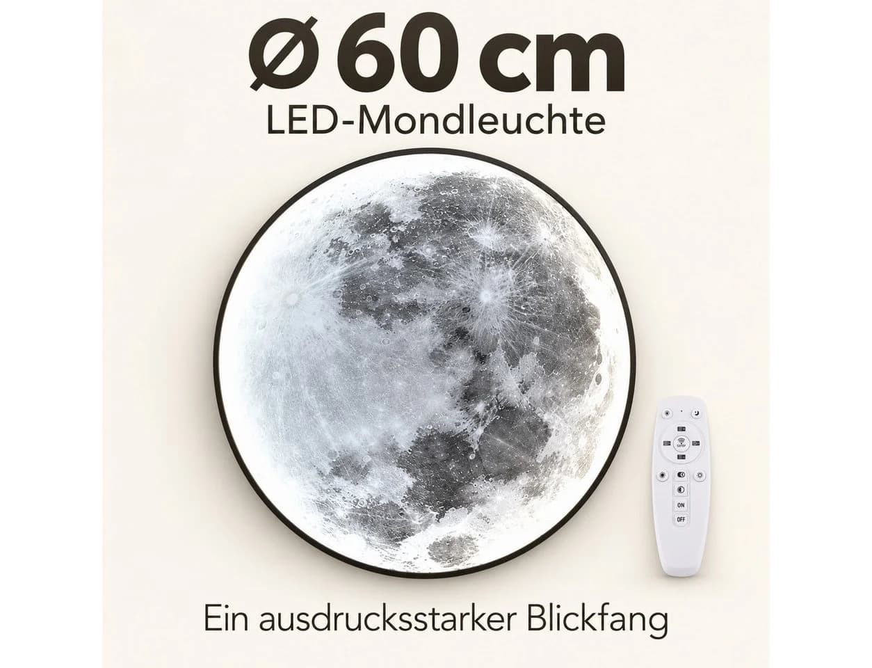 GOLDEN LED-Mondleuchte 60 cm Dimmbar Fernbedienung Gold - Bild 5
