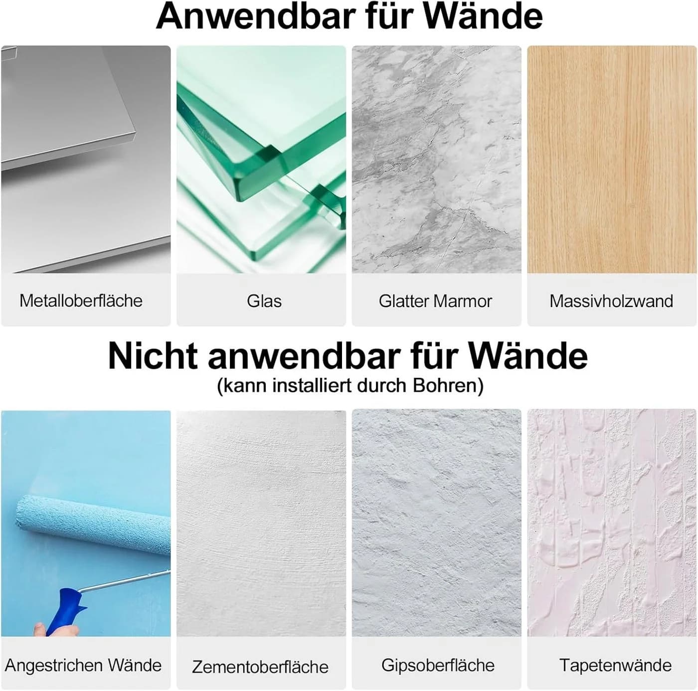 GOLDEN Hakenleiste Schwarz Selbstklebend & Schrauben mit 5 Haken - Bild 5
