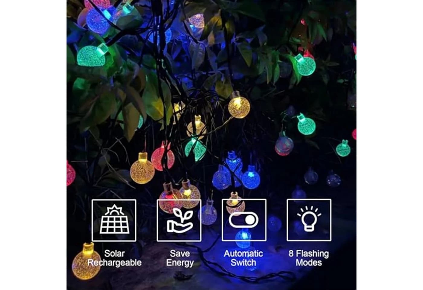 LQWELL LED Solarleuchte Lichterkette Bunt 40 LEDs 10M