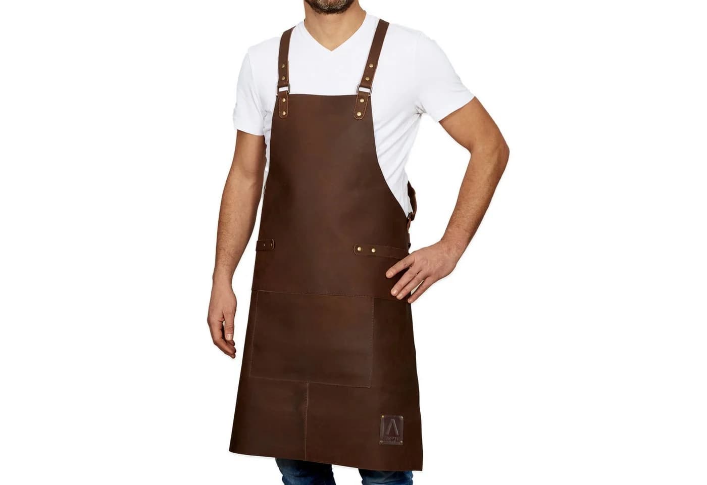 REDSALT® Premium Lederschürze Büffel Leder X-Back Braun - Bild 2