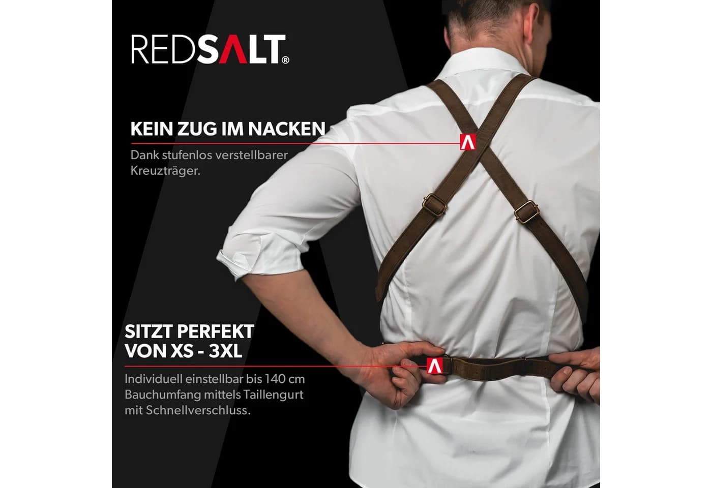 REDSALT® Premium Lederschürze Büffel Leder X-Back Braun - Bild 3