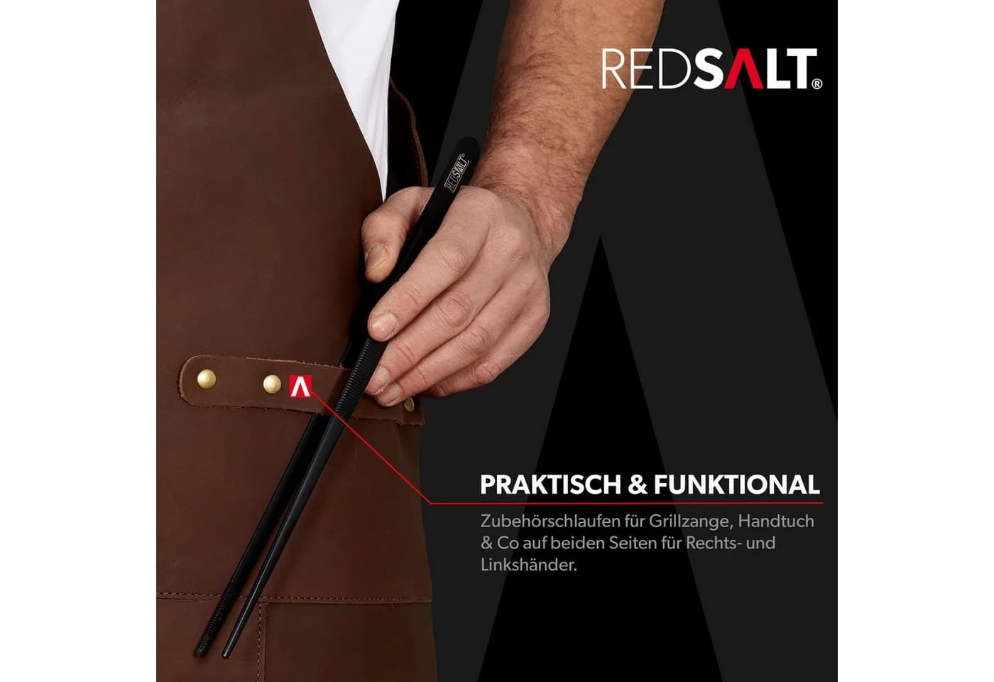 REDSALT® Premium Lederschürze Büffel Leder X-Back Braun - Bild 4