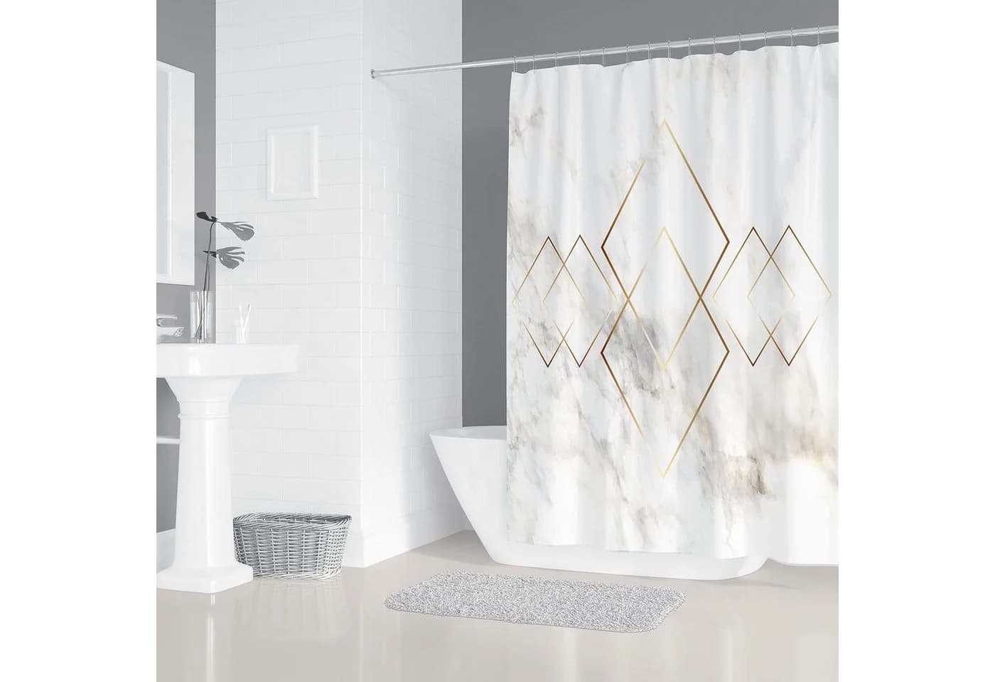 M&W DAS DESIGN Duschvorhang Shower curtains Anti schimmel Waschbar 180x200 - Bild 3
