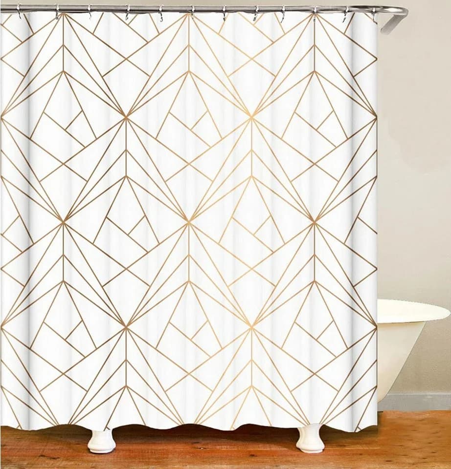 M&W DAS DESIGN Duschvorhang Gelb Geometrisch Anti-Schimmel - Bild 2