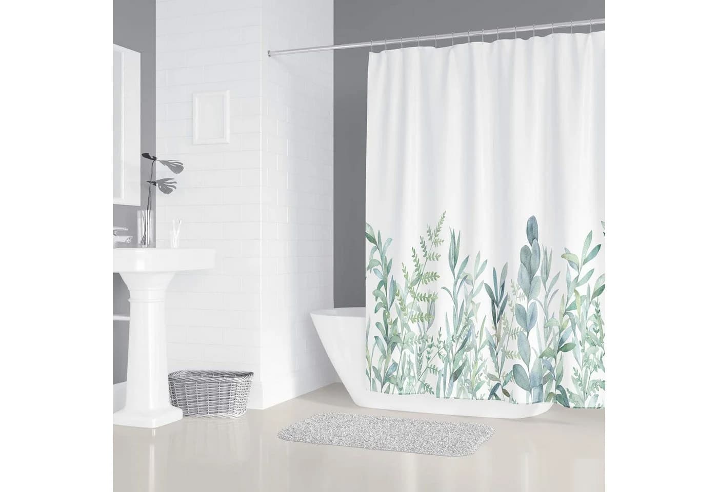 M&W DAS DESIGN Duschvorhang Grün Botanisch Schimmelresistent