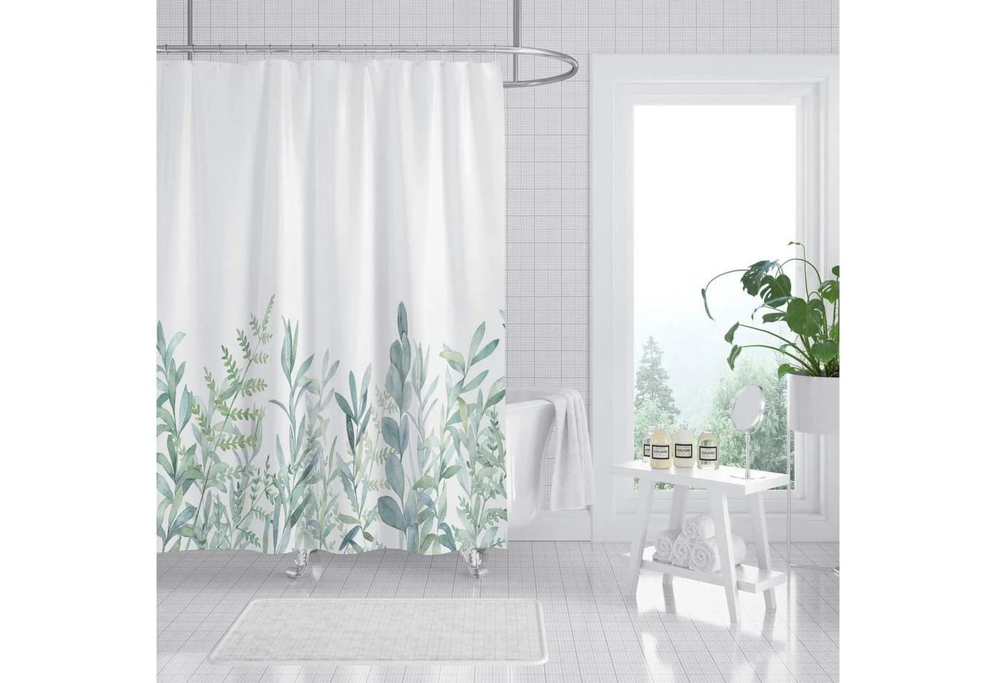 M&W DAS DESIGN Duschvorhang Grün Botanisch Schimmelresistent - Bild 3