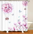 M&W DAS DESIGN Duschvorhang Kirschblüte Blumen- und Schmetterlingsmuster Bild 1