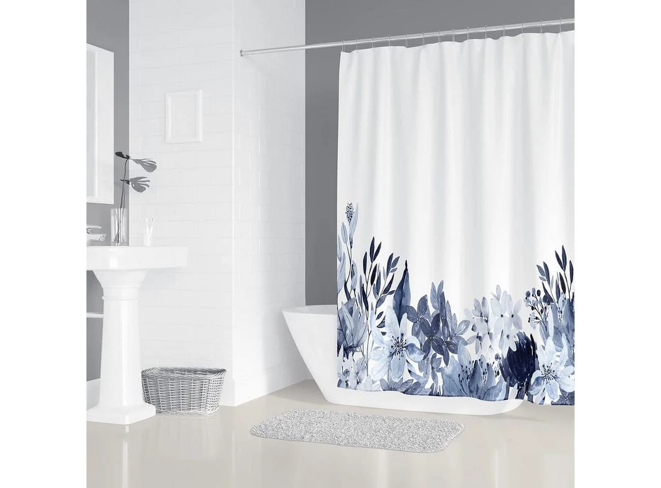 M&W DAS DESIGN Duschvorhang 180x200cm Blumenmuster - Bild 2