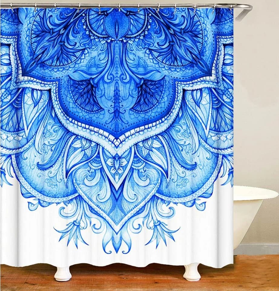 M&W DAS DESIGN Duschvorhang 180x200 cm Blaues Mandala-Muster - Bild 2