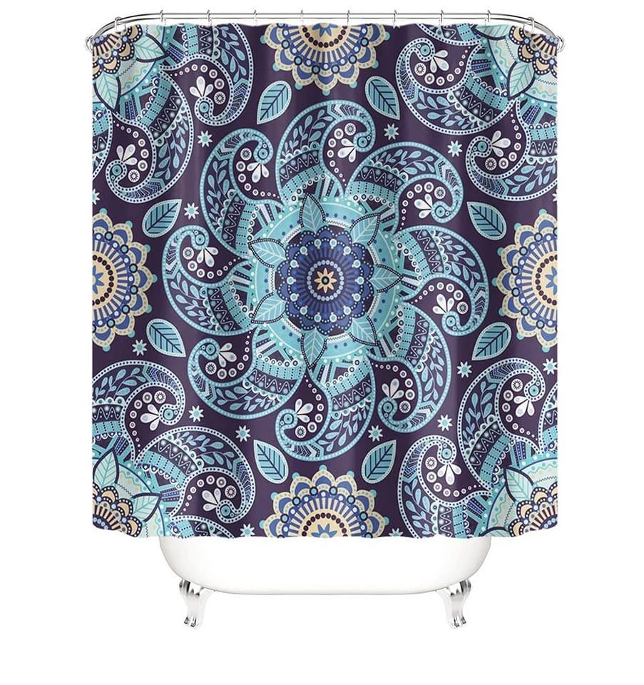 M&W DAS DESIGN Duschvorhang 180x200cm Lila Blau Gelb Paisley - Bild 3