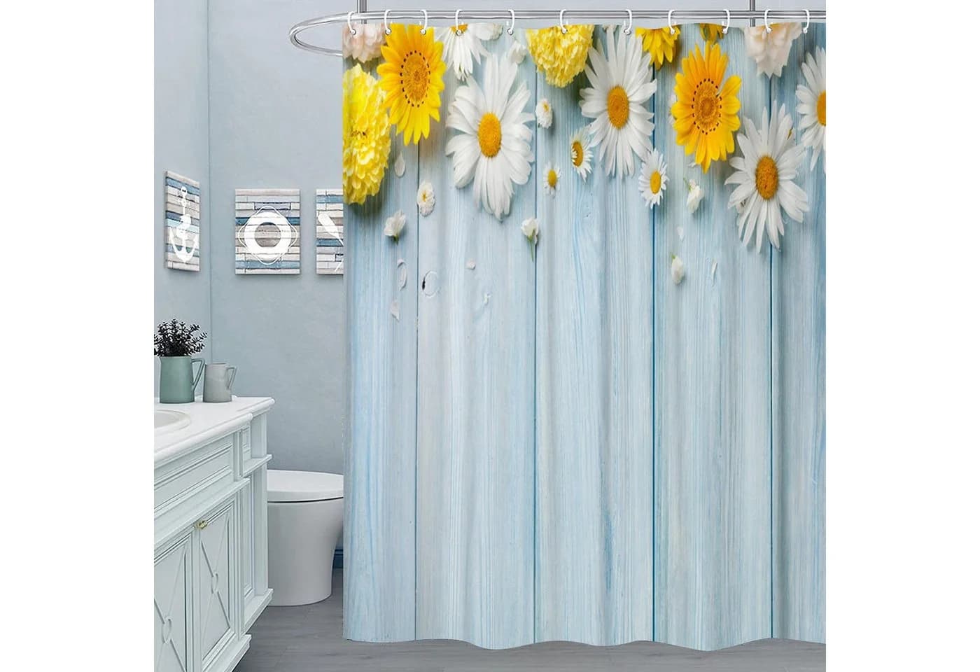 M&W DAS DESIGN Duschvorhang 180x200cm Blumenmuster - Bild 2