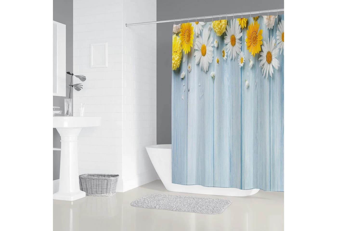 M&W DAS DESIGN Duschvorhang 180x200cm Blumenmuster - Bild 3