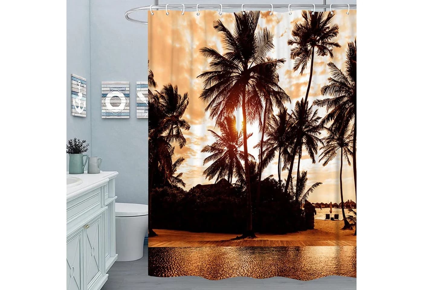 M&W DAS DESIGN Duschvorhang Strandmotiv Wasserdicht - Bild 3