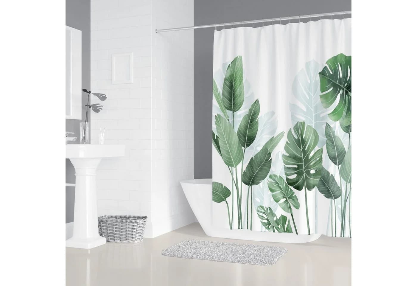 M&W DAS DESIGN Duschvorhang Bananenblätter Grün Polyester
