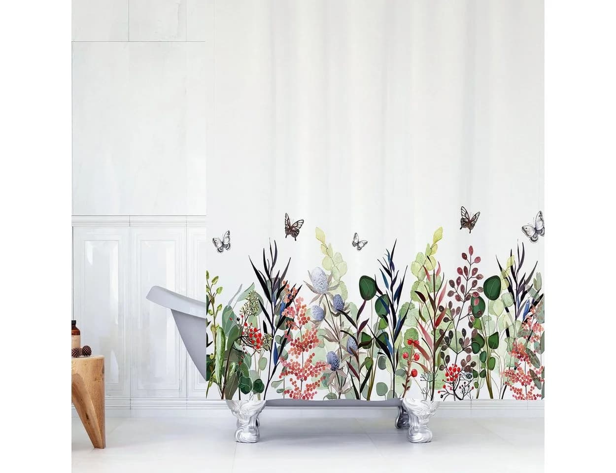 M&W DAS DESIGN Duschvorhang Bunt Garten Pflanzen Flora Textil 120 cm - Bild 3