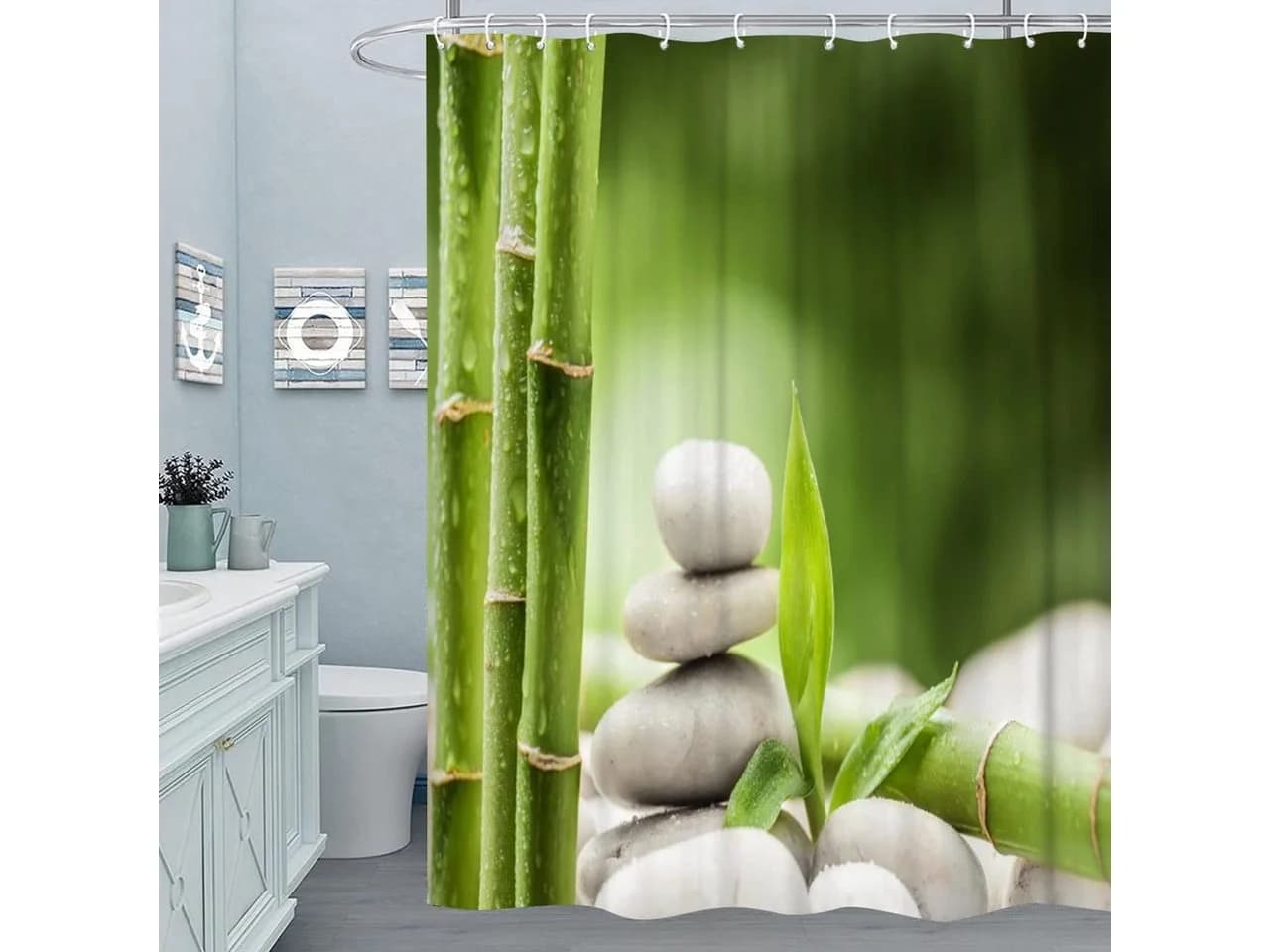 M&W DAS DESIGN Duschvorhang Grün Wasserdicht Antischimmel - Bild 2