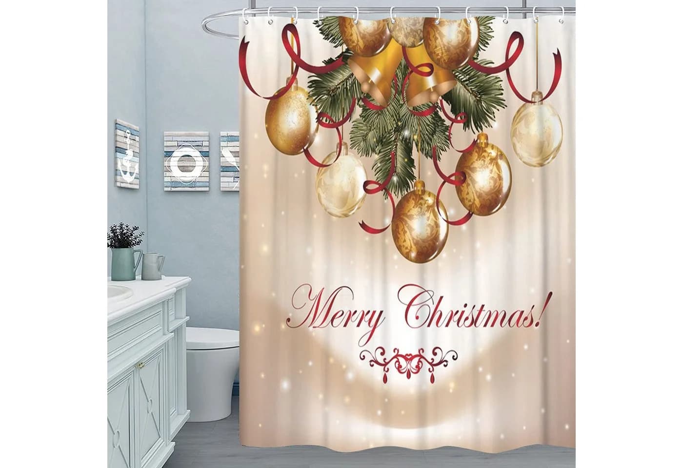 M&W DAS DESIGN Duschvorhang 180x200 cm mit weihnachtlichem Design