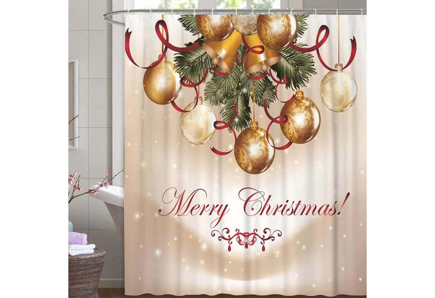 M&W DAS DESIGN Duschvorhang 180x200 cm mit weihnachtlichem Design - Bild 2