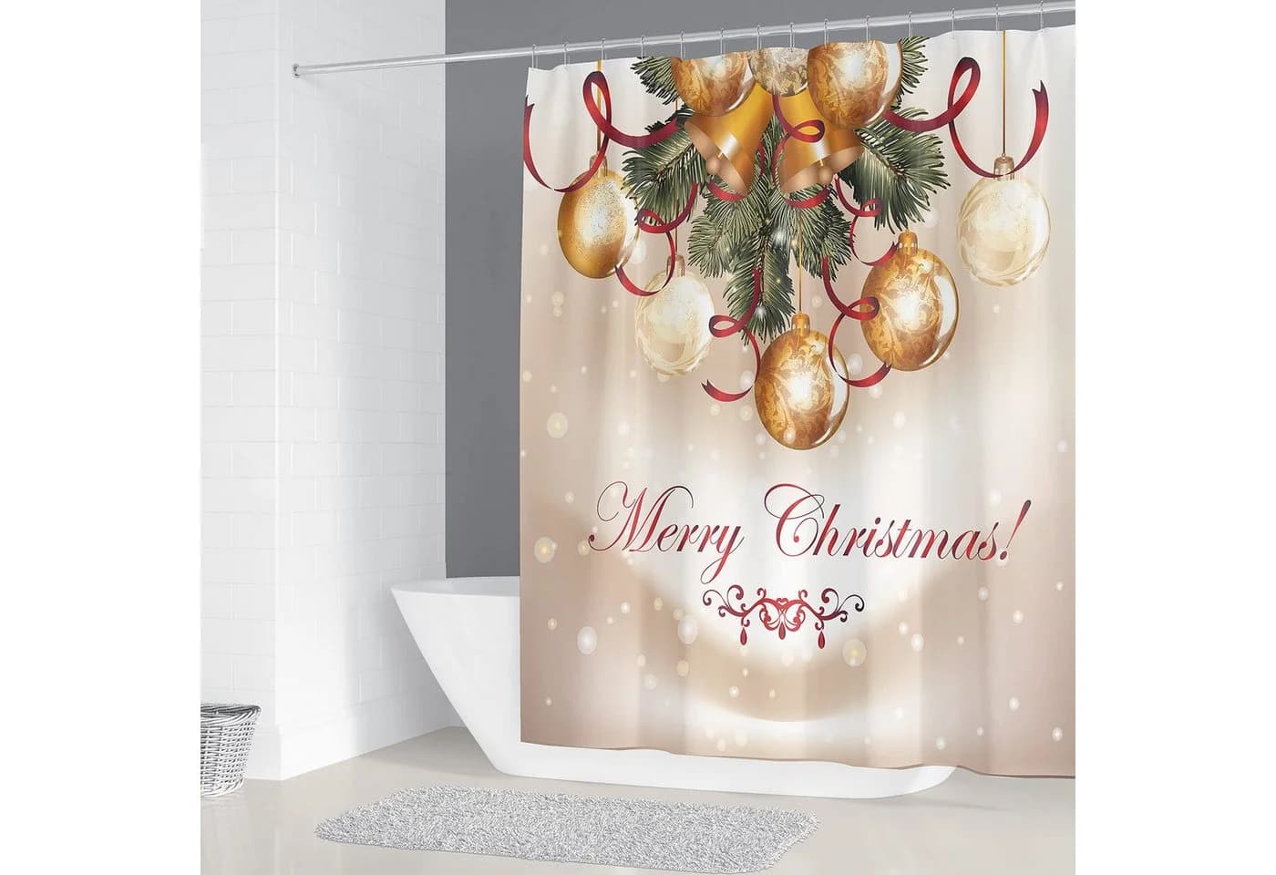 M&W DAS DESIGN Duschvorhang 180x200 cm mit weihnachtlichem Design - Bild 3
