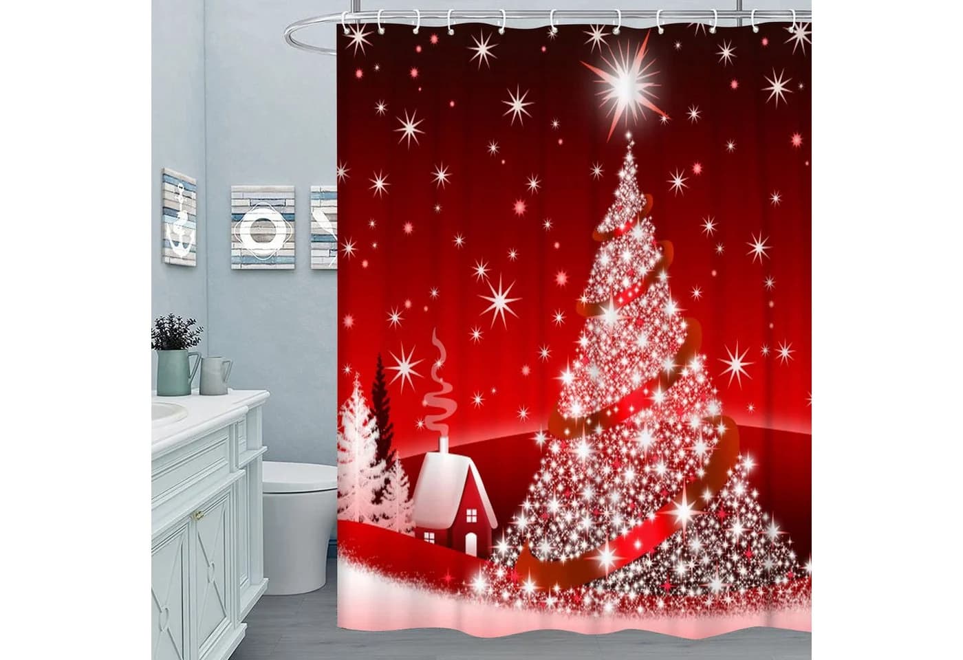 M&W DAS DESIGN Duschvorhang 180x200 cm Weihnachtlich