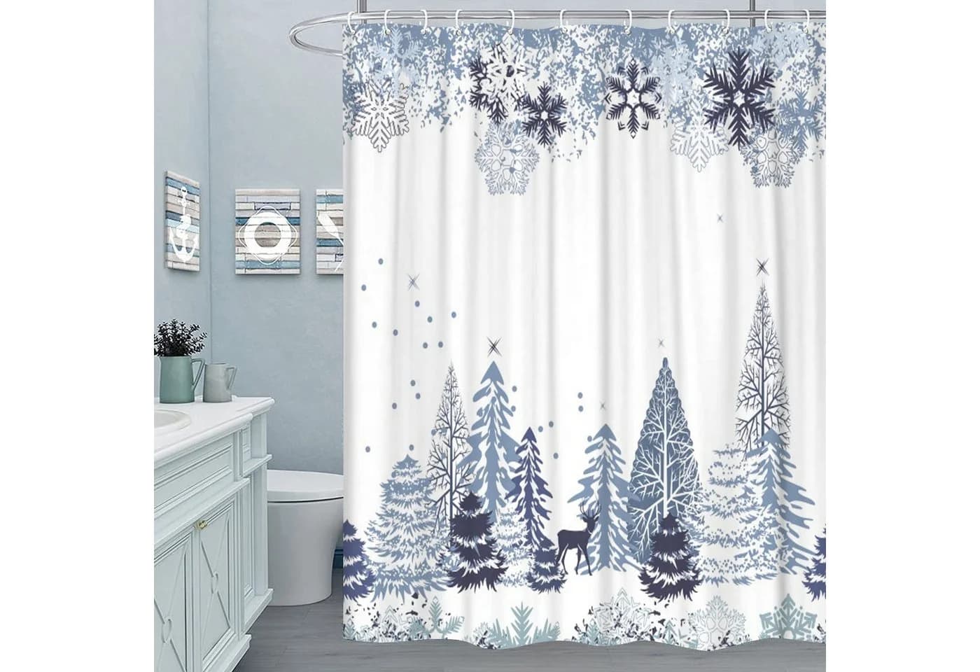M&W DAS DESIGN Duschvorhang Weihnachten 180x200cm Polyester - Bild 2