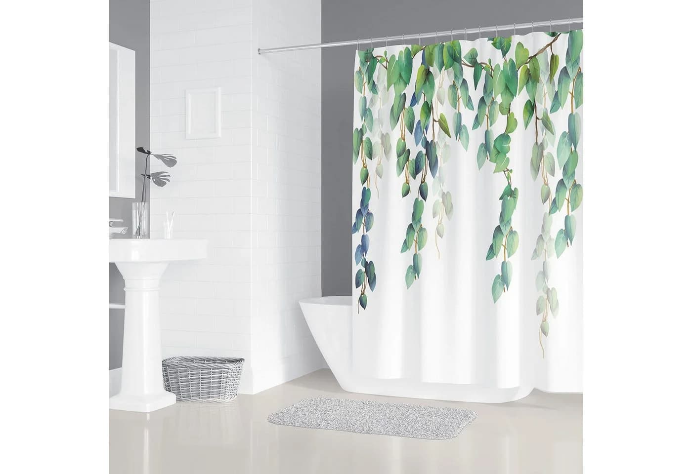 M&W DAS DESIGN Duschvorhang Pflanzen Blau 180x200 cm - Bild 3