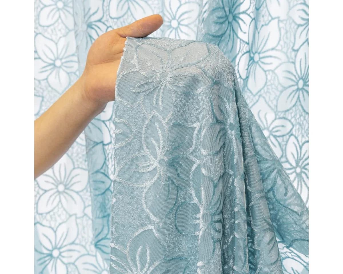 M&W DAS DESIGN Vorhang Mit Ösen Blumenmuster Hellblau - Bild 5