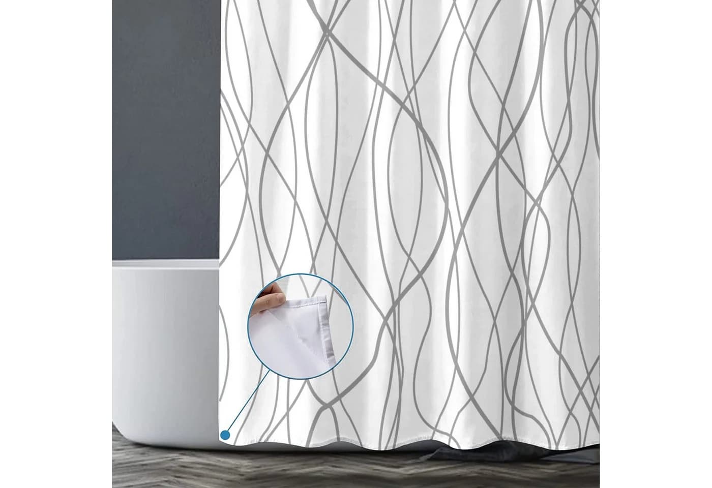 M&W DAS DESIGN Duschvorhang 180x200 Anti Schimmel Wasserdicht - Bild 2