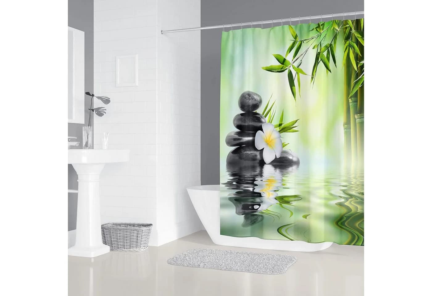 M&W DAS DESIGN Duschvorhang 180x200cm Shower curtains Anti schimmel Waschbar Breite 120 cm - Bild 3
