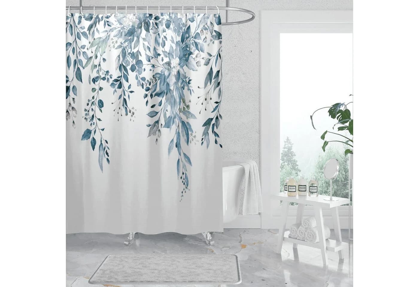 M&W DAS DESIGN Duschvorhang 180x200 cm Pflanzenmuster