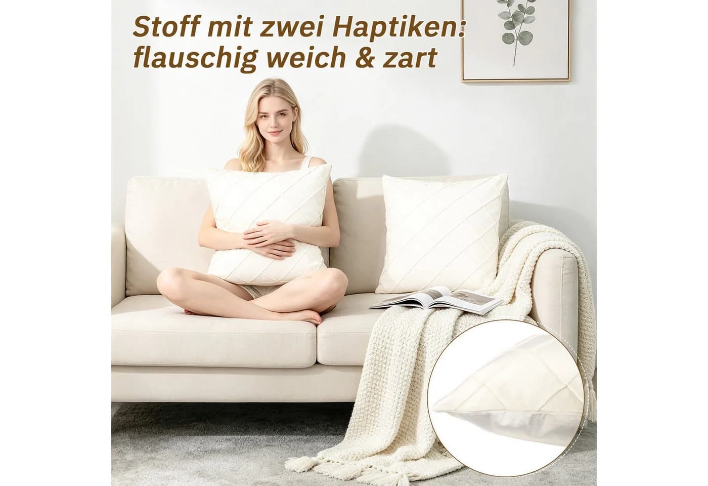 M&W DAS DESIGN Kissenbezug Samt Rautenmuster 45x45cm 2er - Bild 3