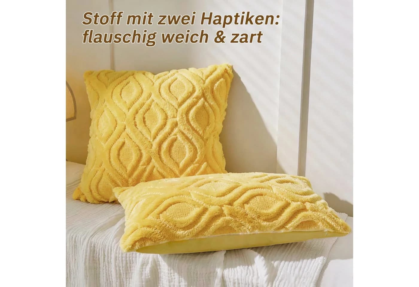M&W DAS DESIGN Kissenbezug PP-Baumwolle Gelb 45x45cm - Bild 3