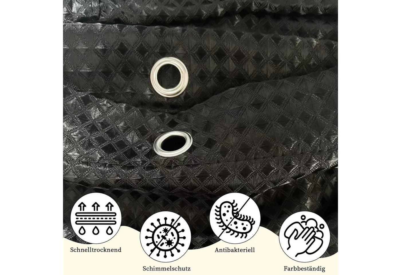 M&W DAS DESIGN Duschvorhang Schwarz Waffelstruktur Wasserdicht - Bild 5