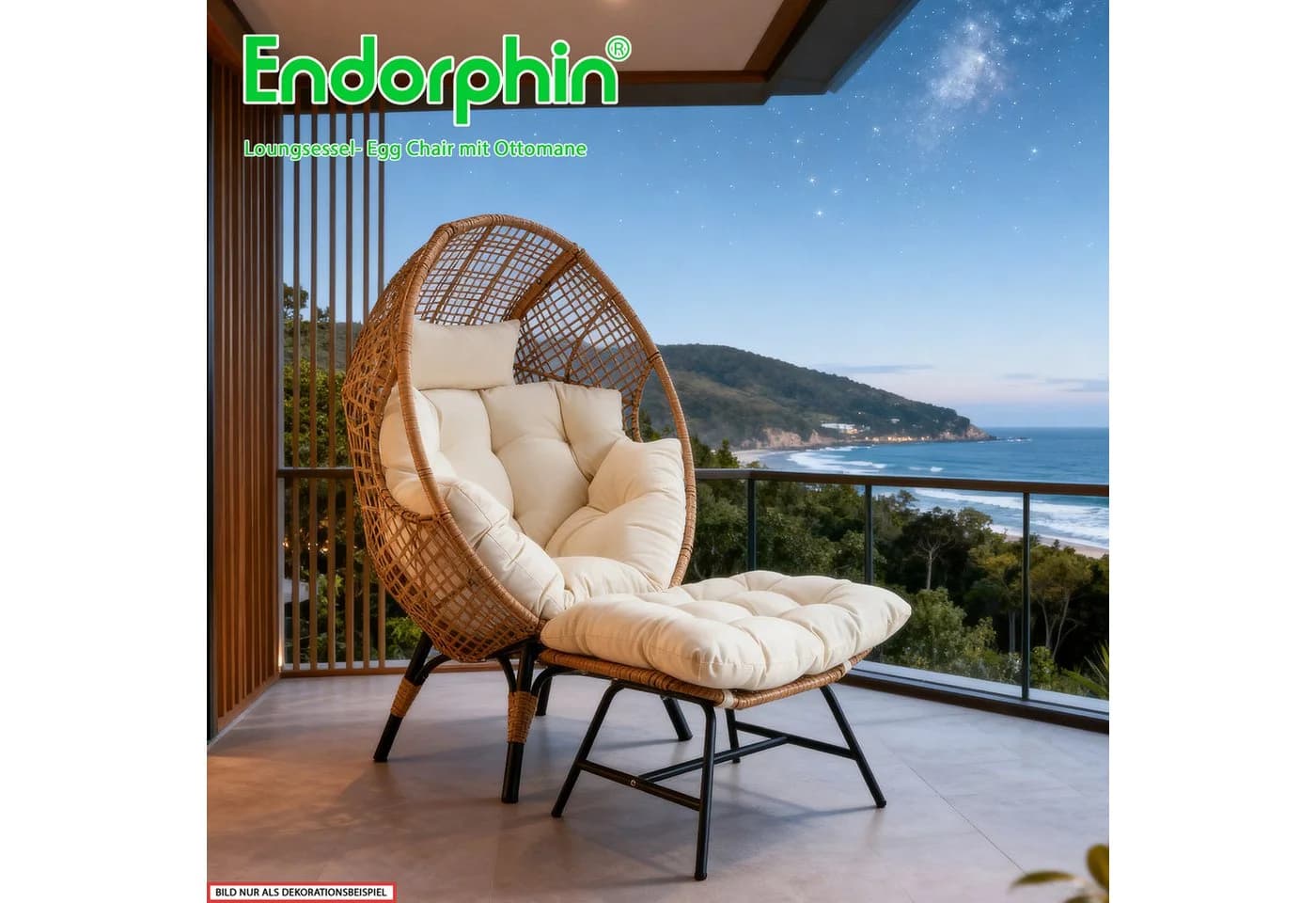 Endorphin Loungesessel Egg Chair mit Ottomane Natur - Bild 3