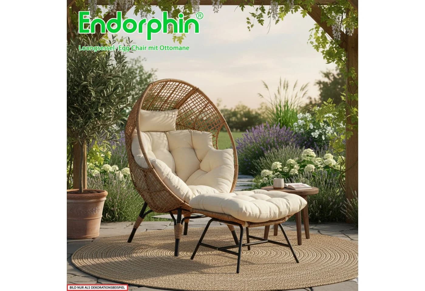 Endorphin Loungesessel Egg Chair mit Ottomane Natur - Bild 5