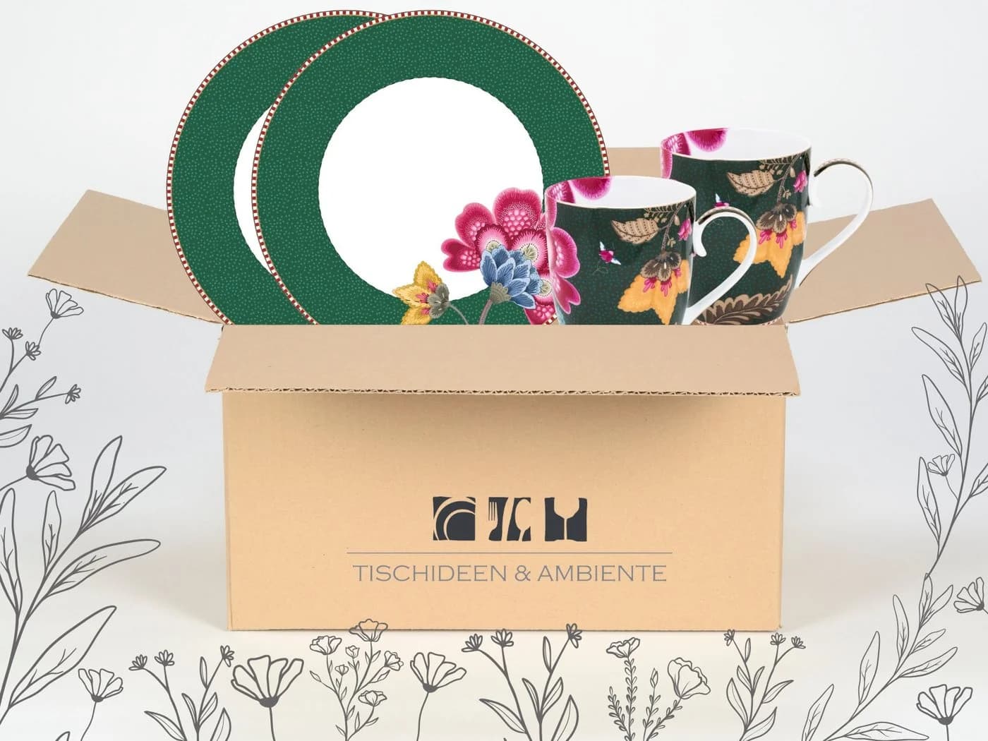 PiP Studio Frühstückssatz Fantasy Green 4-tlg. Porzellan Grün