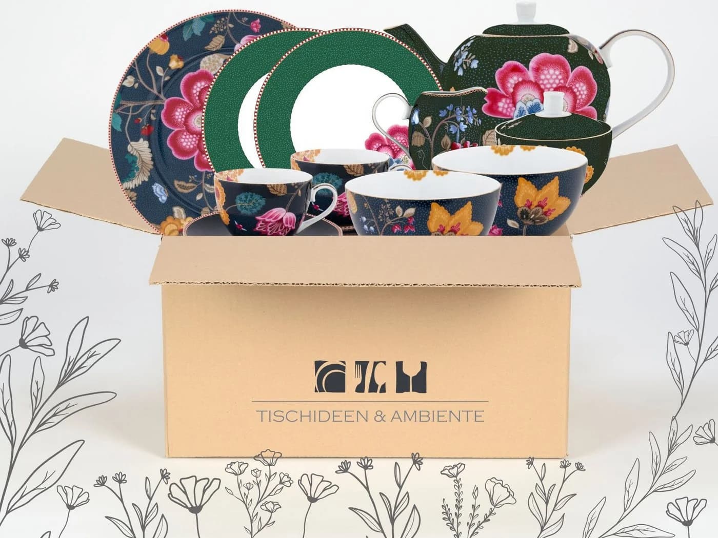 PiP Studio Geschenkbox Fantasy Blue & Green 10tlg Porzellan
