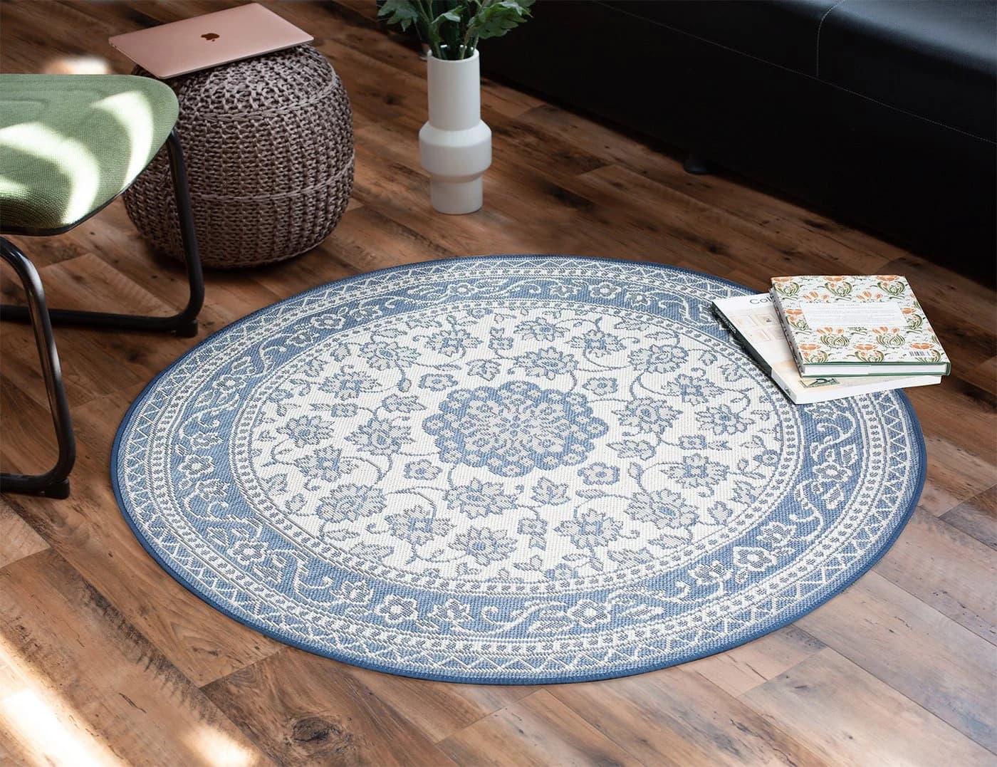 DomDeco In- & Outdoor Teppich Rund Finn Blau 120cm - Bild 3
