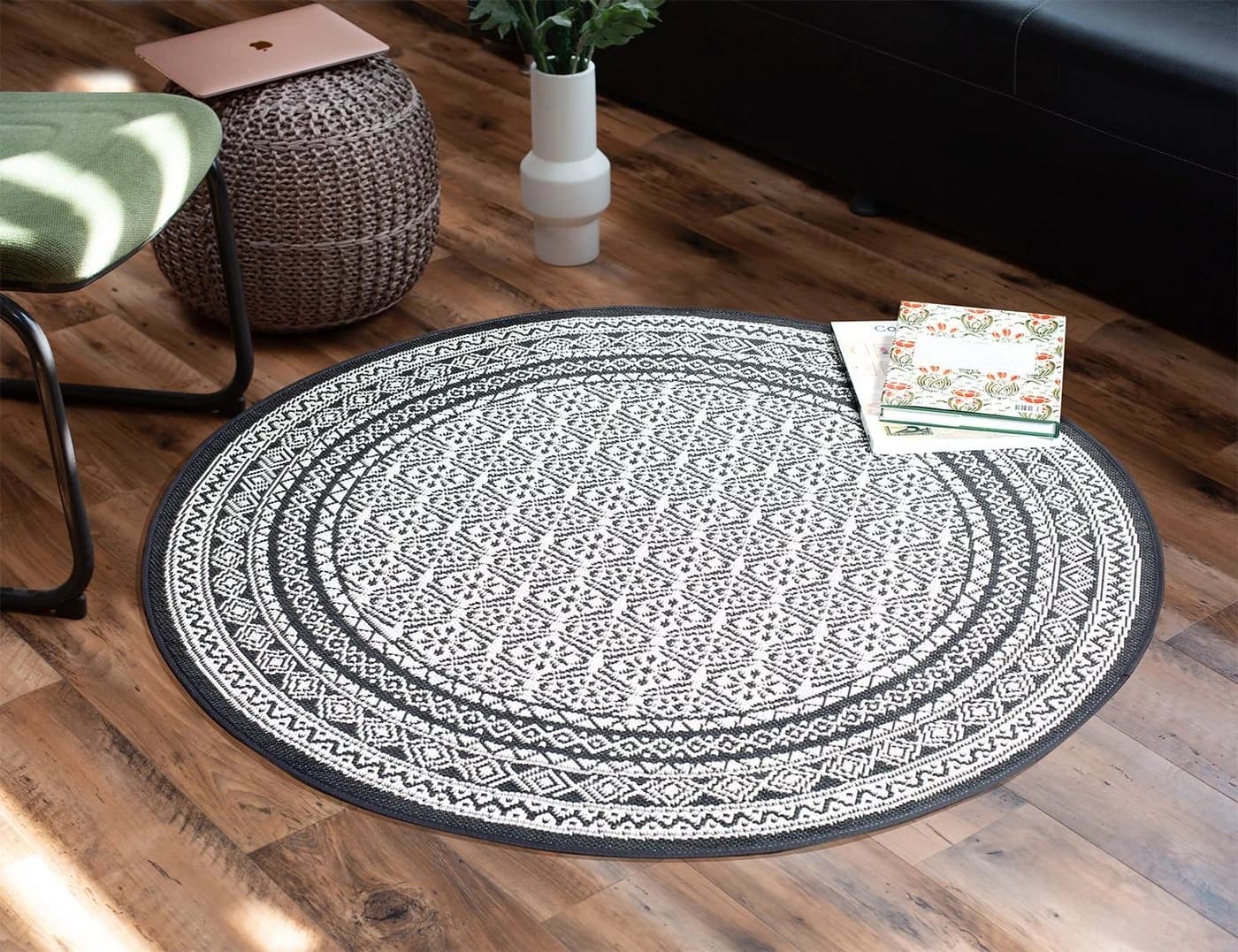 DomDeco Outdoorteppich FINN - Y Schwarz Rund - Bild 3