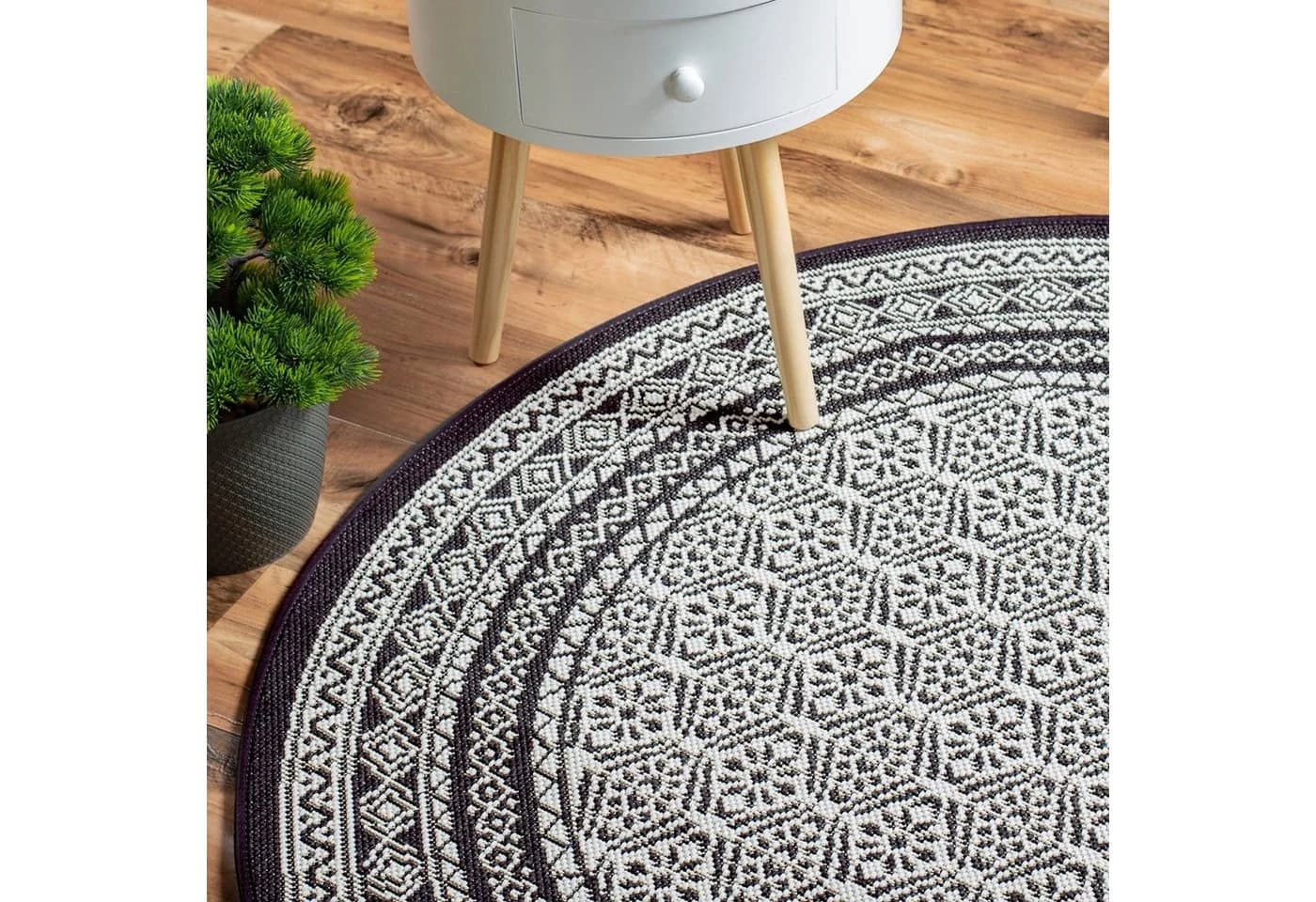 DomDeco Outdoorteppich FINN - Y Schwarz Rund - Bild 4
